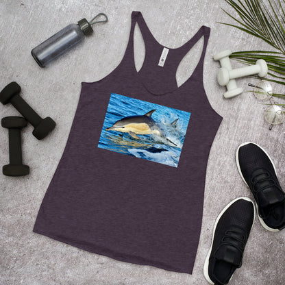 WanderBack Racerback Women's Tank Top - Dolphin Splash