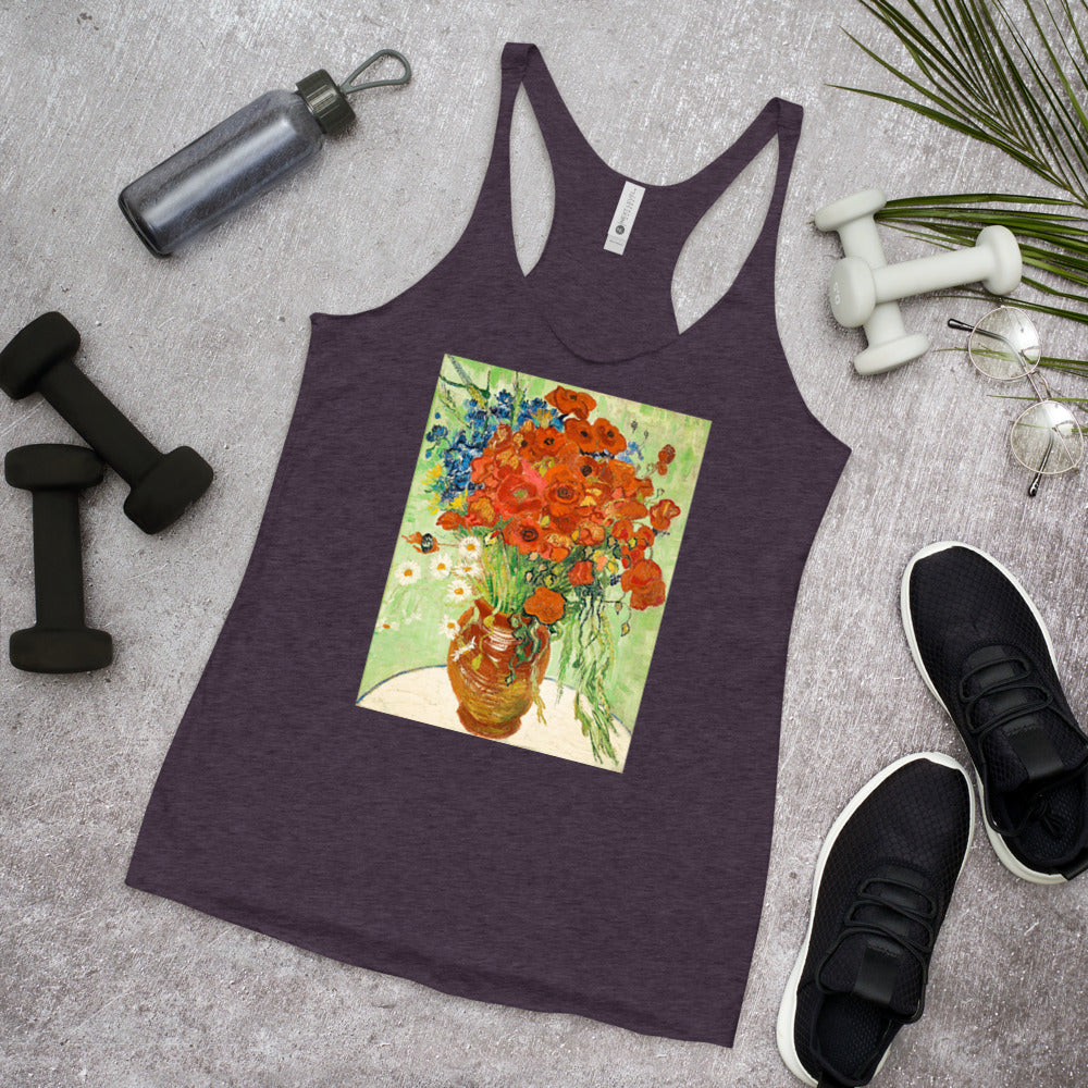 WanderBack Racerback Women's Tank Top - van Gogh: Cornflowers & Poppies