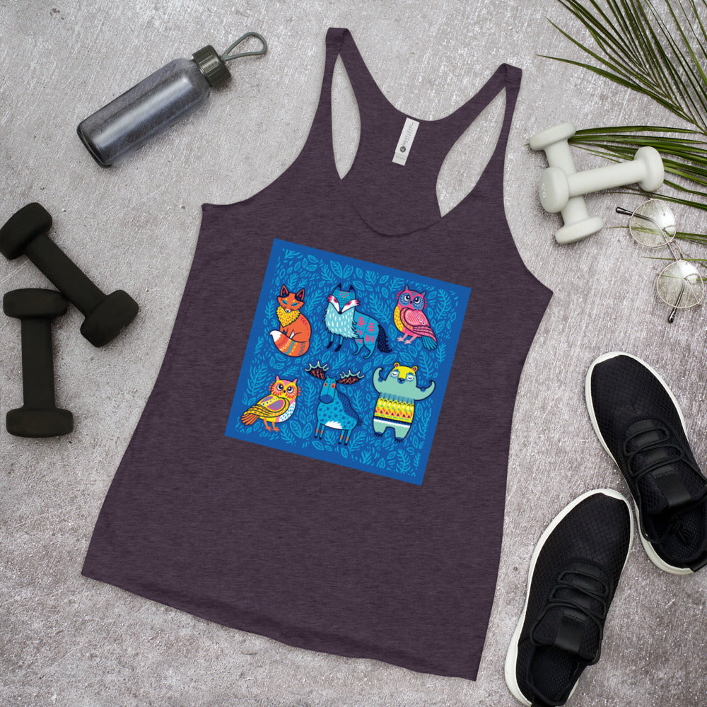 WanderBack Racerback Women's Tank Top - Blue Moose & Friends