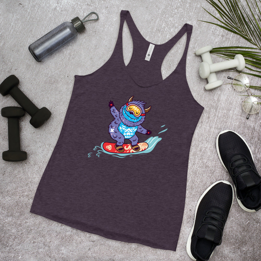 WanderBack Racerback Women's Tank Top - Yeti Shredding It!