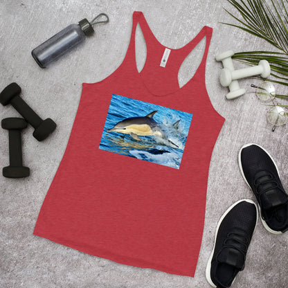 WanderBack Racerback Women's Tank Top - Dolphin Splash