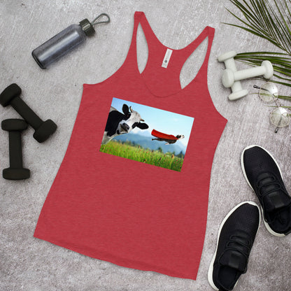 WanderBack Racerback Women's Tank Top - Cow & Super Dog