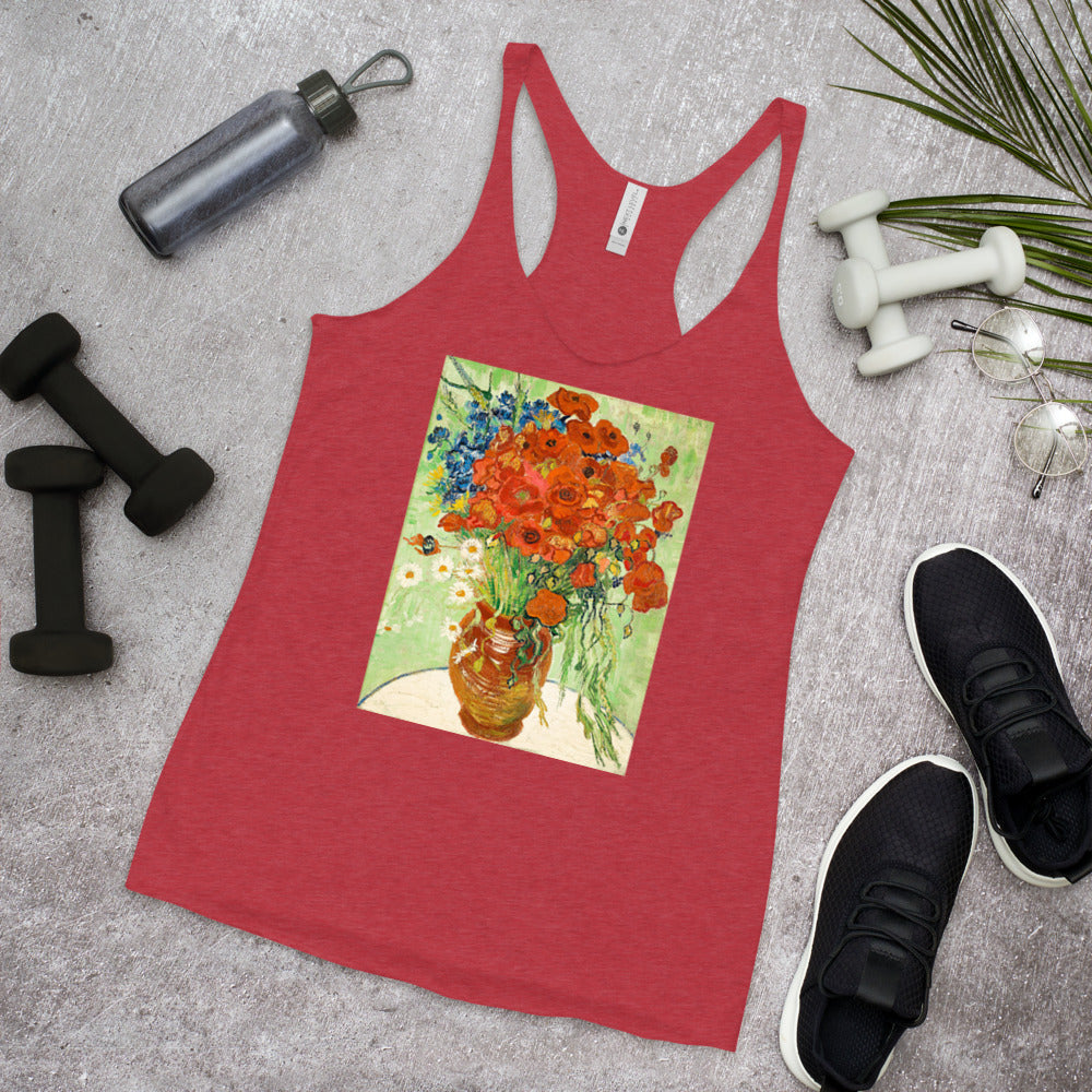 WanderBack Racerback Women's Tank Top - van Gogh: Cornflowers & Poppies