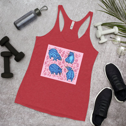 WanderBack Racerback Women's Tank Top - Funny Blue Tapirs