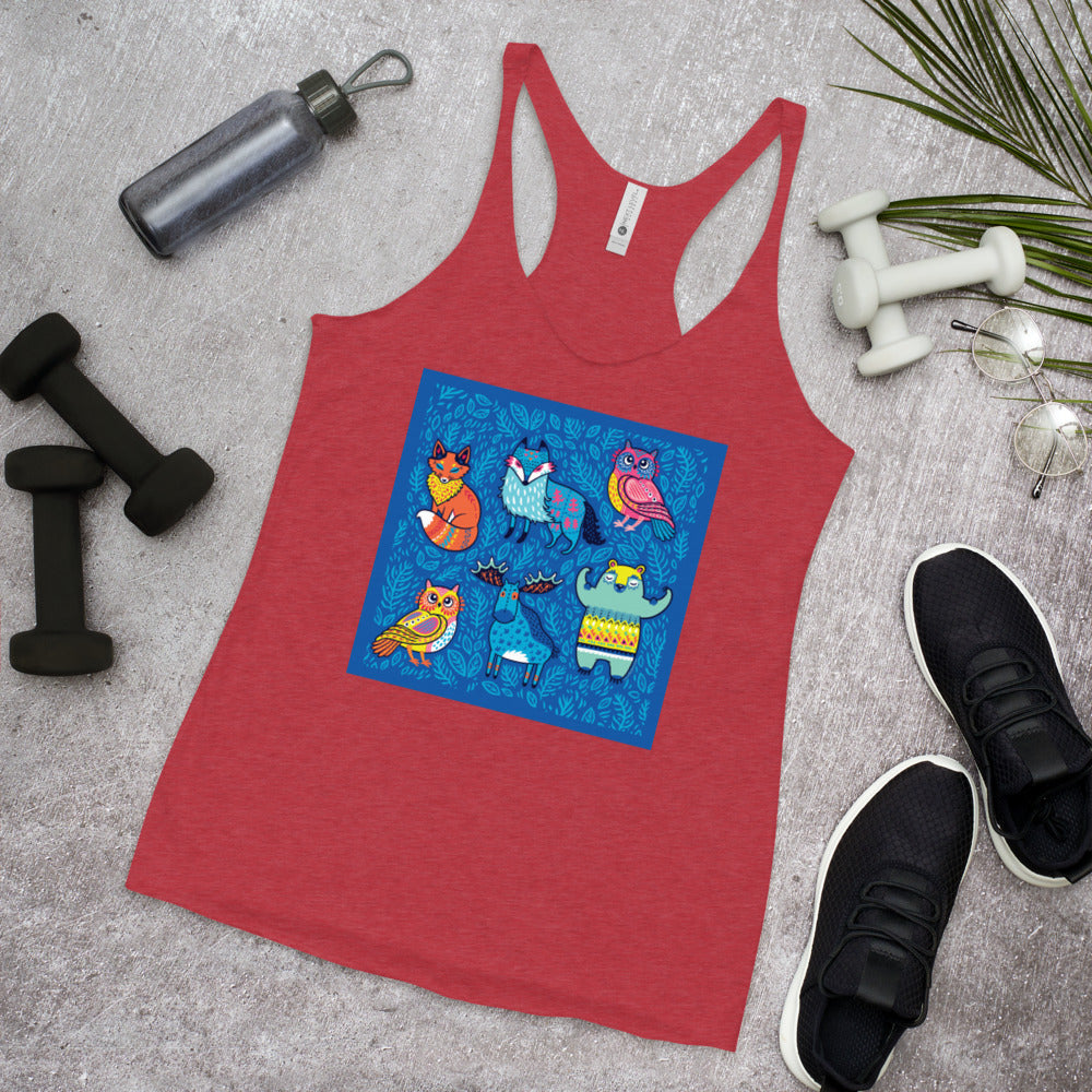 WanderBack Racerback Women's Tank Top - Blue Moose & Friends