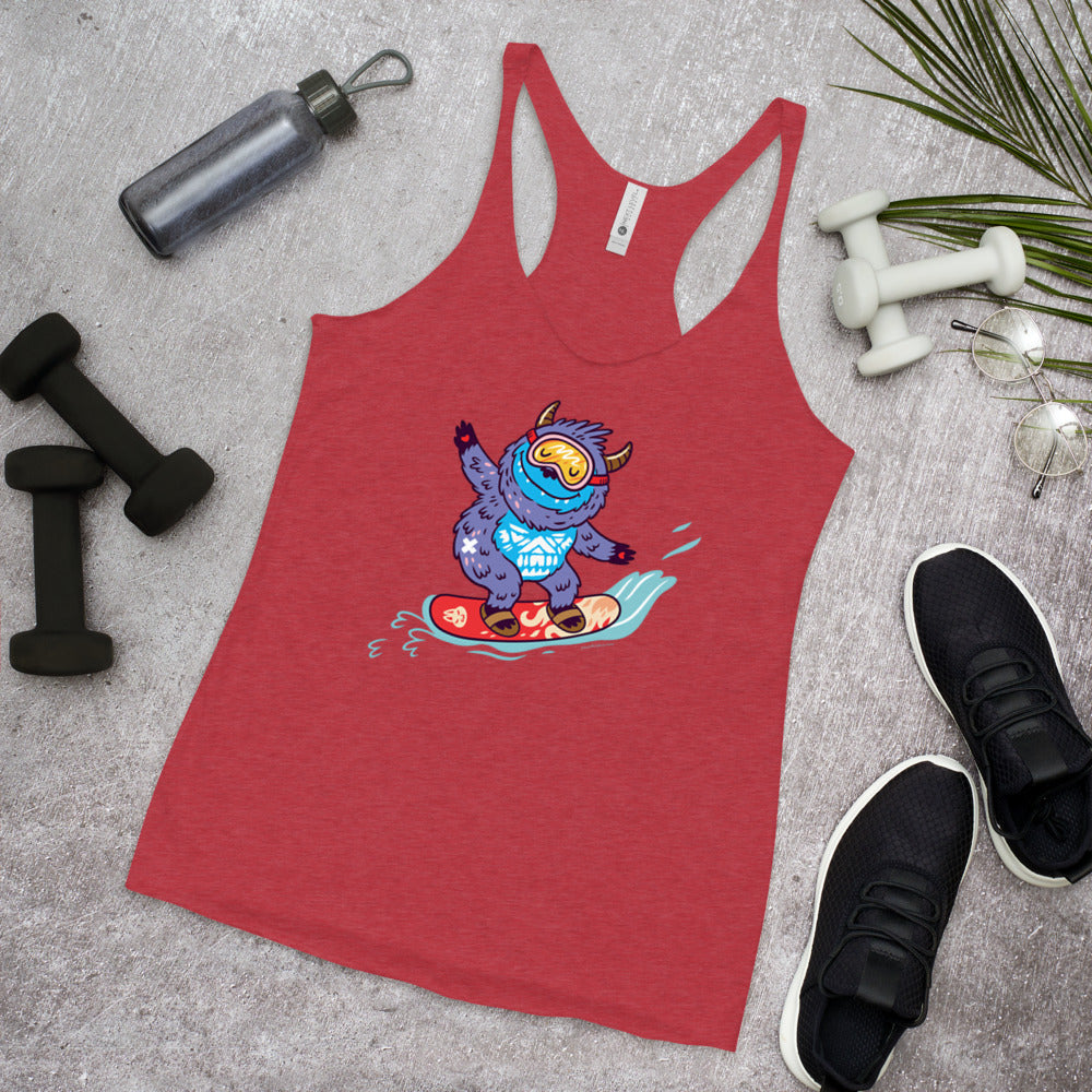 WanderBack Racerback Women's Tank Top - Yeti Shredding It!