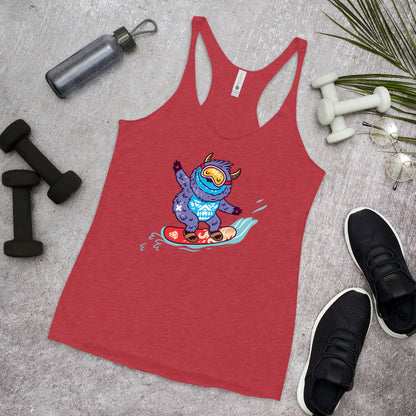WanderBack Racerback Women's Tank Top - Yeti Shredding It!