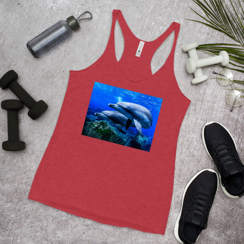 WanderBack Racerback Women's Tank Top - Dolphin Formation