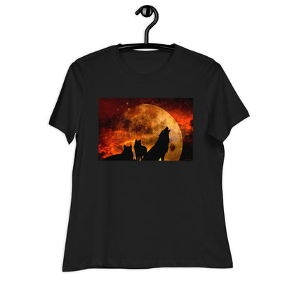 Premium Relaxed Crew Neck - Howling in Orange Moonlight