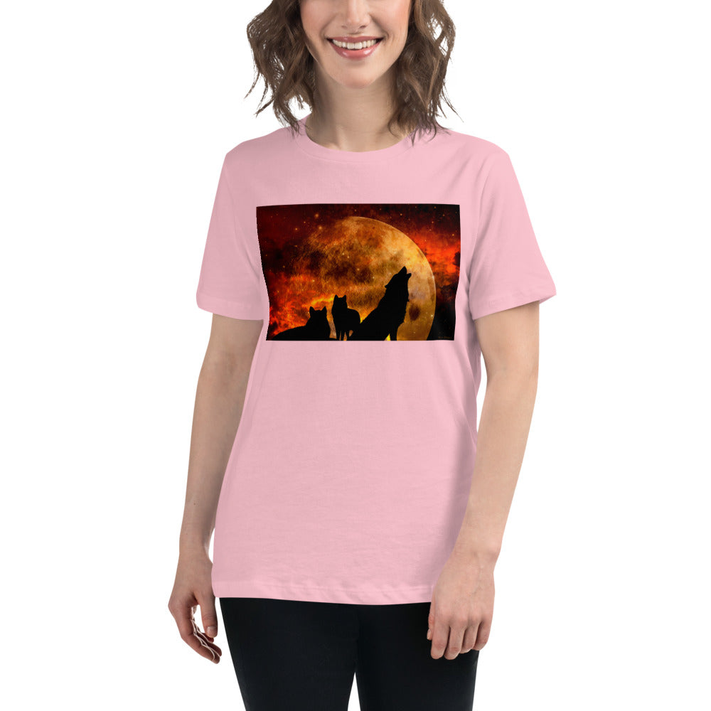 Premium Relaxed Crew Neck - Howling in Orange Moonlight