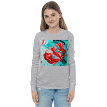 Load image into Gallery viewer, Premium Soft Jersey Crew - Red Flower on Turquoise - Ronz-Design-Unique-Apparel
