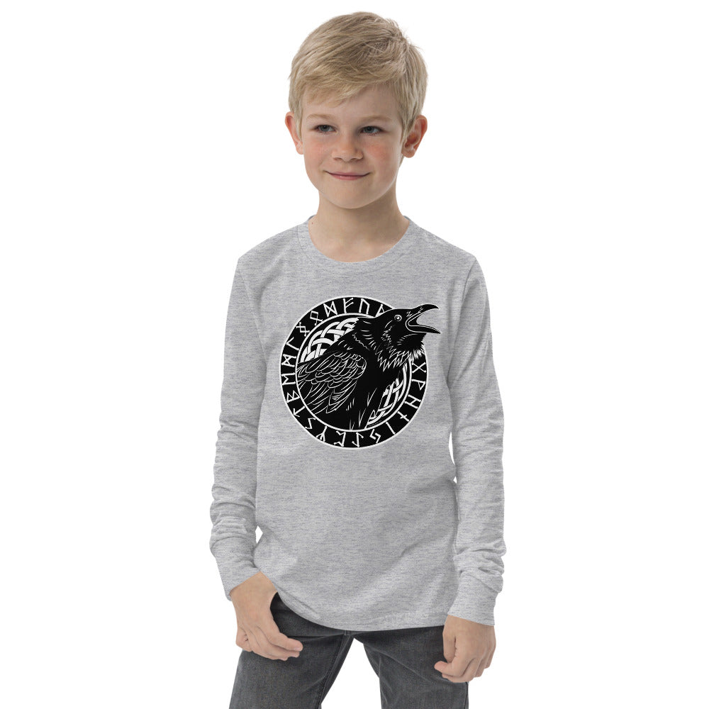 Premium Soft Long Sleeve - Cawing Crow in Runic Circle