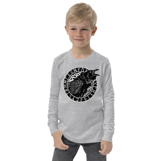 Premium Soft Long Sleeve - Cawing Crow in Runic Circle