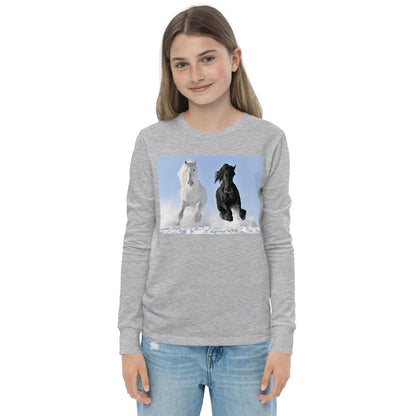 Premium Soft Long Sleeve - Black & White Stallions Flying