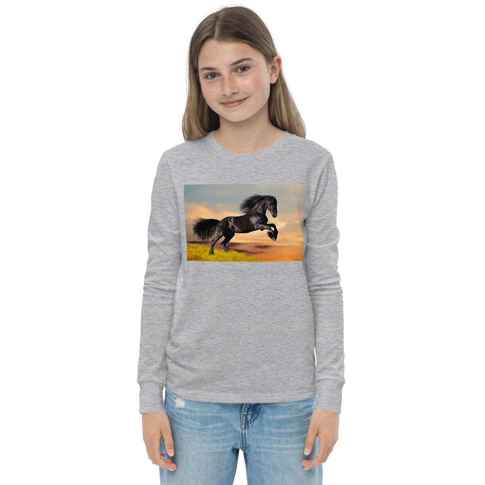Premium Soft Long Sleeve - Black Friesian:  Born to Run