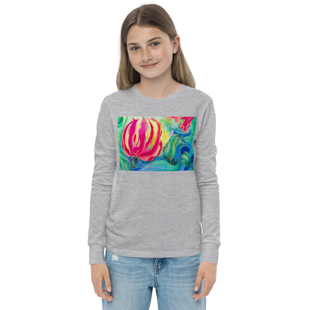 Premium Soft Long Sleeve - Red Flower Watercolor #4