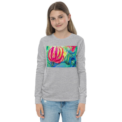 Premium Soft Long Sleeve - Red Flower Watercolor #4