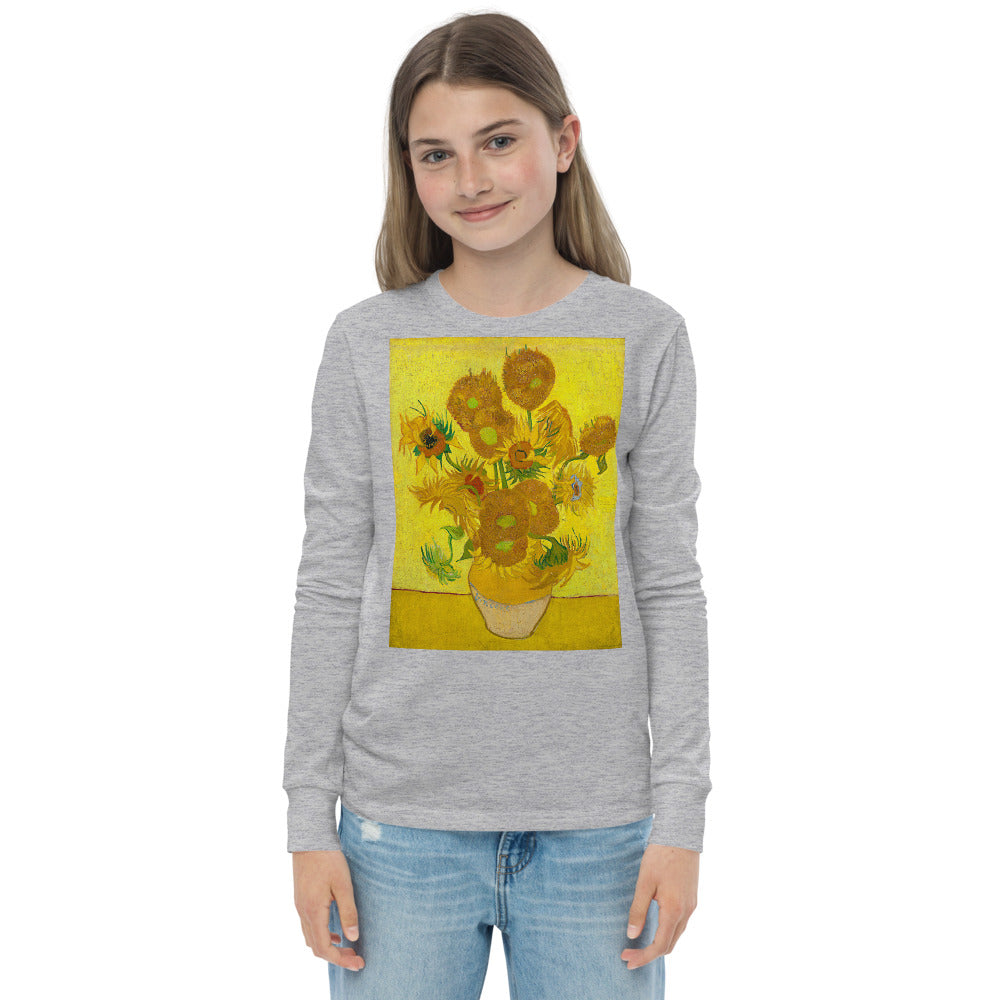 Premium Soft Long Sleeve - van Gogh: 12 Sunflowers in a Vase with Yellow Background