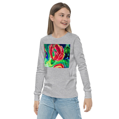 Premium Soft Long Sleeve - Red Flower Watercolor #2