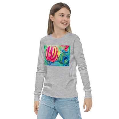 Premium Soft Long Sleeve - Red Flower Watercolor #4