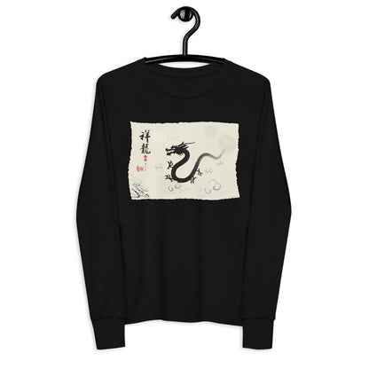 Premium Soft Jersey Crew - Ink Brush Dragon in Clouds