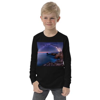 Premium Soft Jersey Crew - The Milky Way over a Rocky Bay