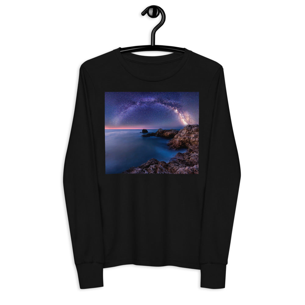 Premium Soft Jersey Crew - The Milky Way over a Rocky Bay