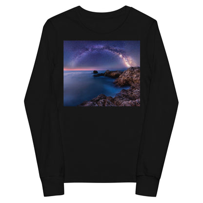 Premium Soft Jersey Crew - The Milky Way over a Rocky Bay