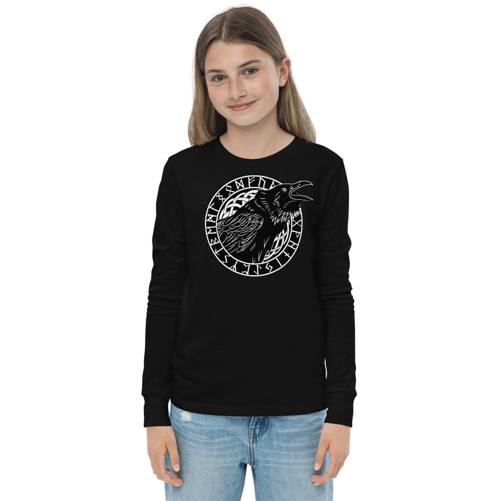 Premium Soft Long Sleeve - Cawing Crow in Runic Circle