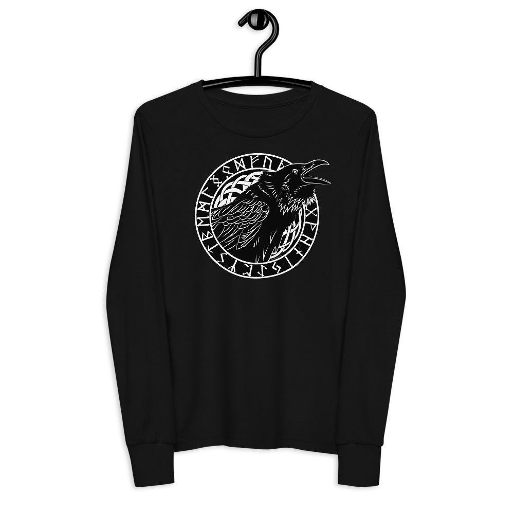 Premium Soft Long Sleeve - Cawing Crow in Runic Circle