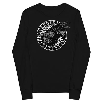 Premium Soft Long Sleeve - Cawing Crow in Runic Circle