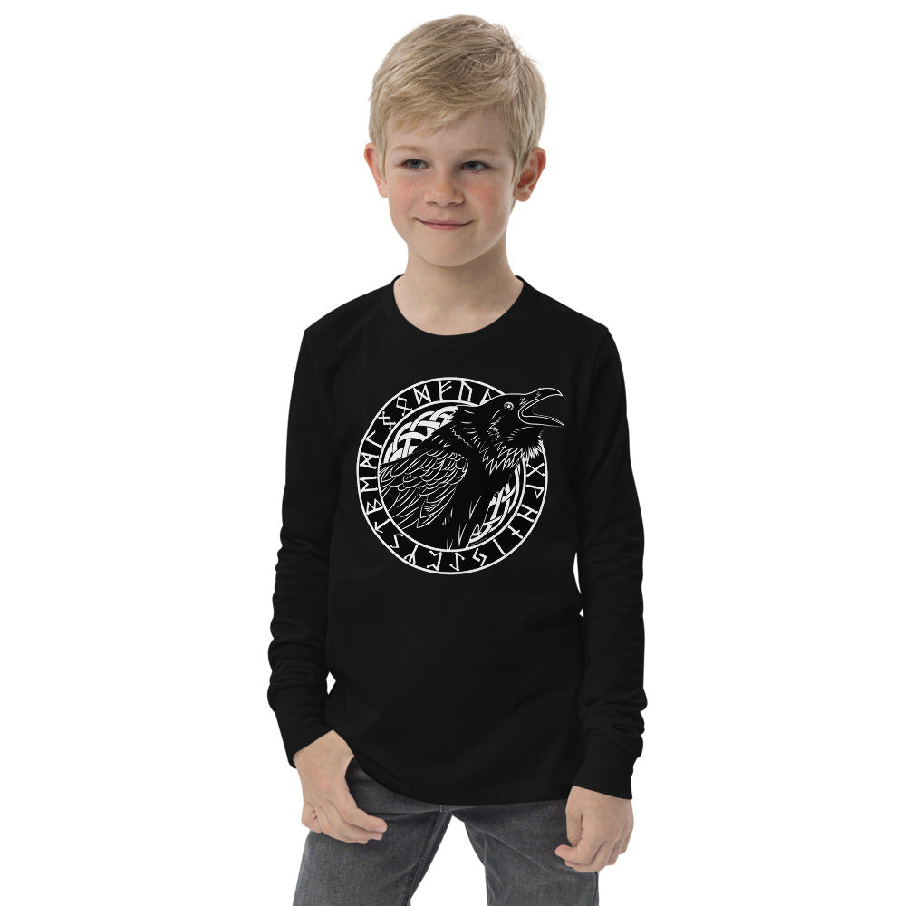 Premium Soft Long Sleeve - Cawing Crow in Runic Circle