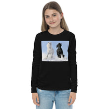 Load image into Gallery viewer, Premium Soft Long Sleeve - Black &amp; White Stallions Flying
