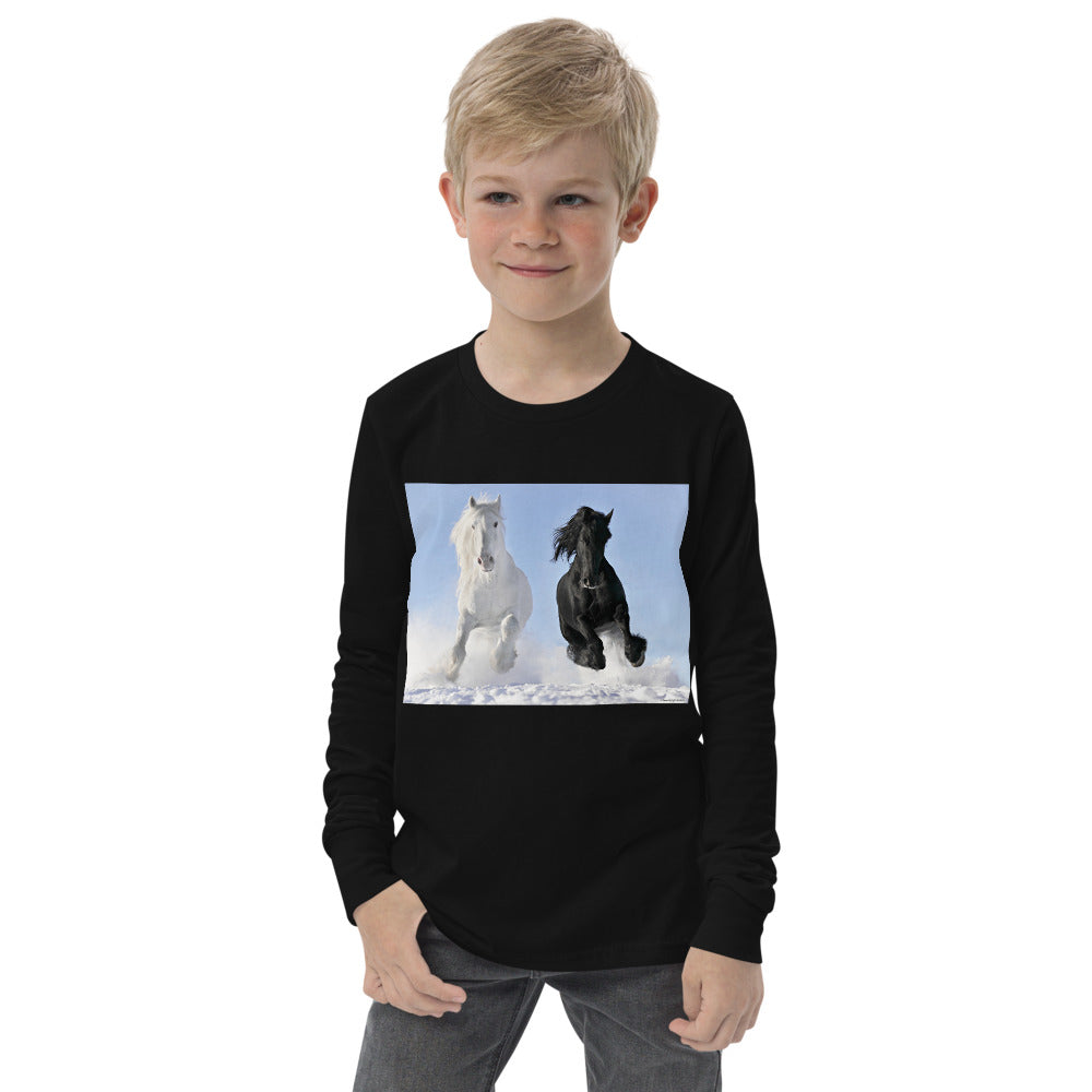 Premium Soft Long Sleeve - Black & White Stallions Flying