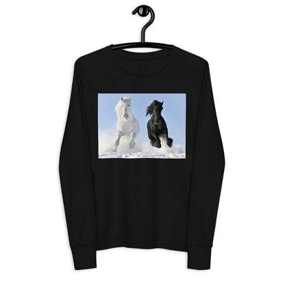 Premium Soft Long Sleeve - Black & White Stallions Flying