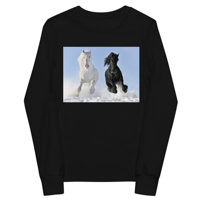 Premium Soft Long Sleeve - Black & White Stallions Flying