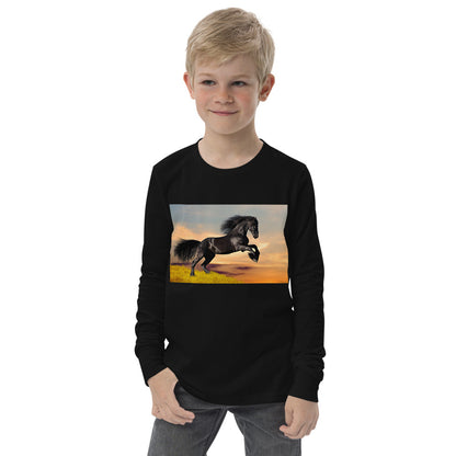 Premium Soft Long Sleeve - Black Friesian:  Born to Run