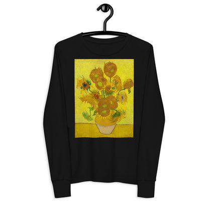 Premium Soft Long Sleeve - van Gogh: 12 Sunflowers in a Vase with Yellow Background