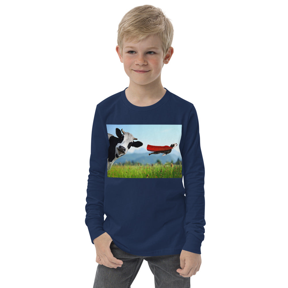 Premium Soft Jersey Crew - Cow & Super Dog - Ronz-Design-Unique-Apparel