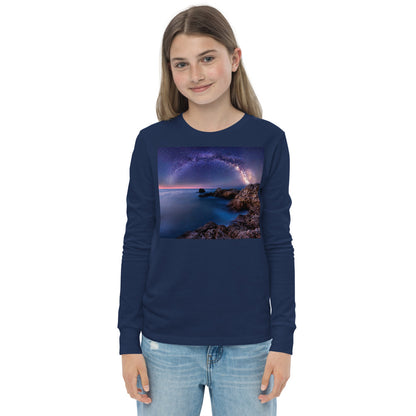 Premium Soft Jersey Crew - The Milky Way over a Rocky Bay