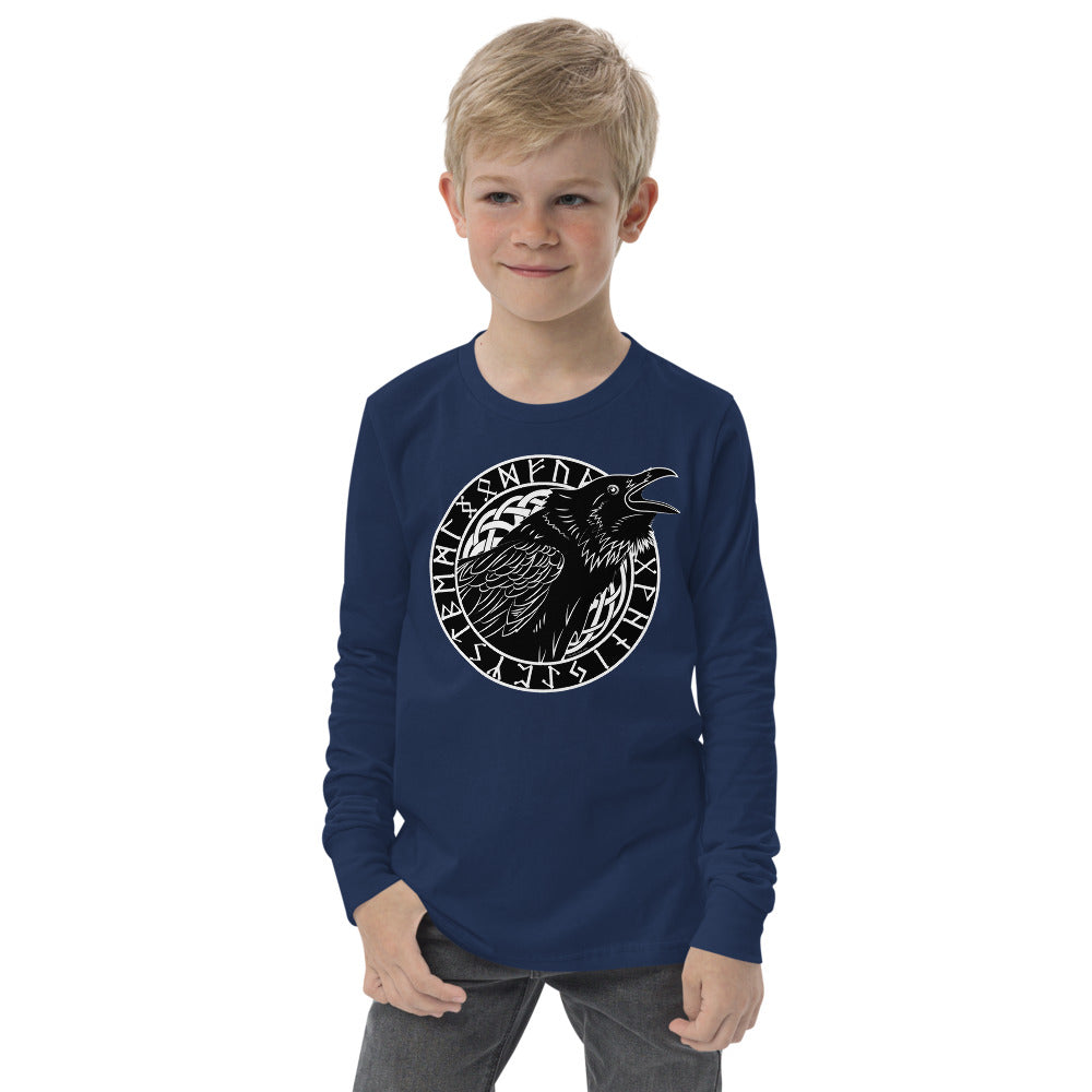 Premium Soft Long Sleeve - Cawing Crow in Runic Circle