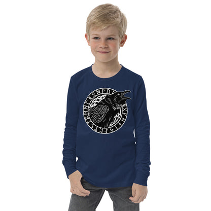 Premium Soft Long Sleeve - Cawing Crow in Runic Circle