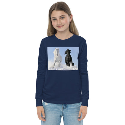 Premium Soft Long Sleeve - Black & White Stallions Flying
