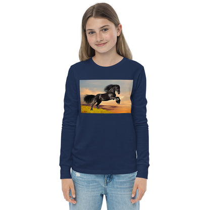 Premium Soft Long Sleeve - Black Friesian:  Born to Run