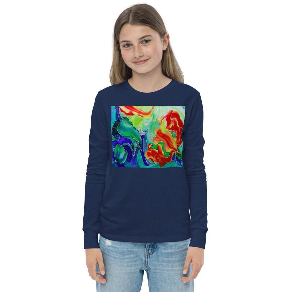 Premium Soft Long Sleeve - Red Flower Watercolor #3