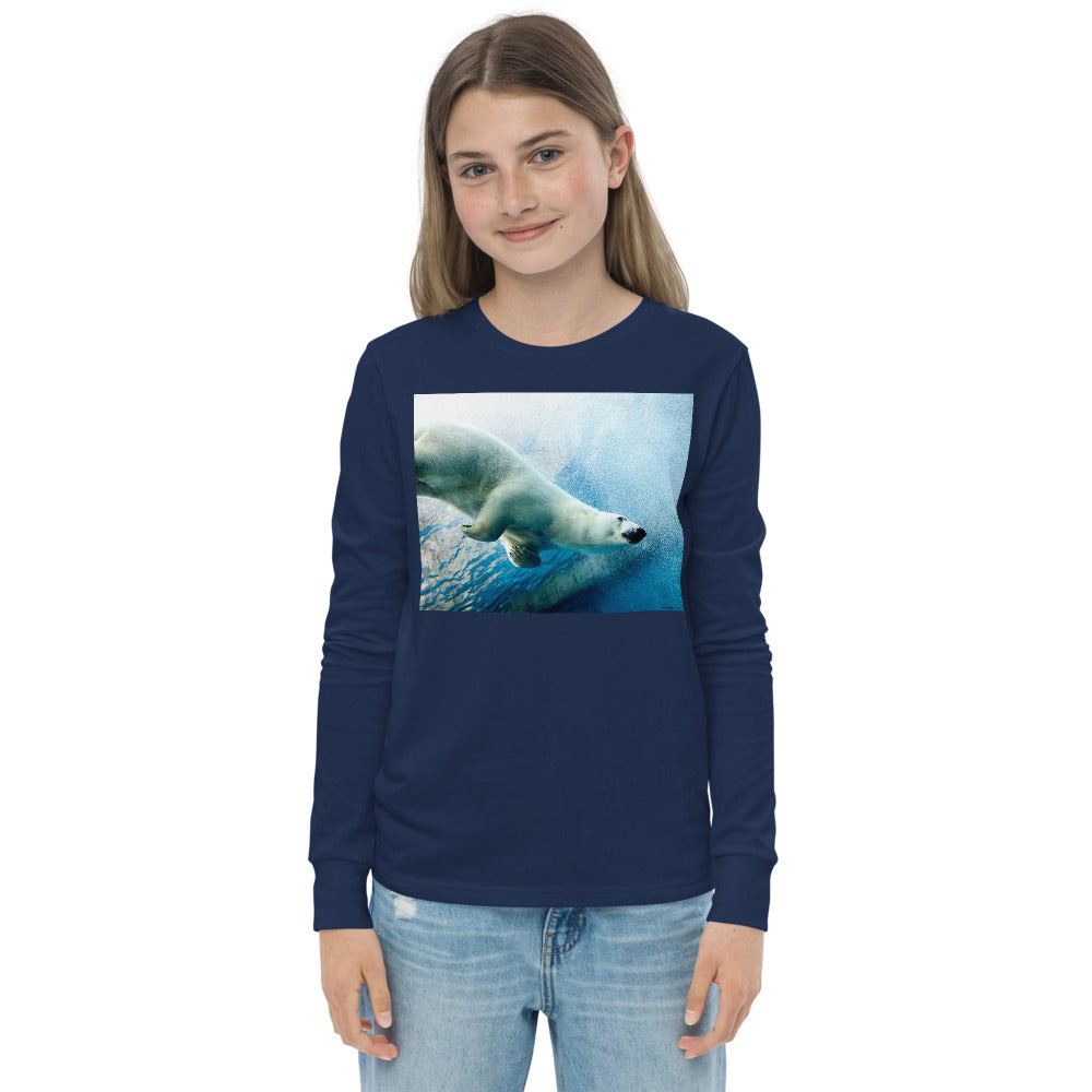 Premium Soft Long Sleeve - FRONT & BACK: Polar Bears Swim'n