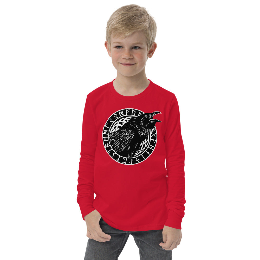 Premium Soft Long Sleeve - Cawing Crow in Runic Circle