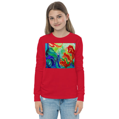 Premium Soft Long Sleeve - Red Flower Watercolor #3