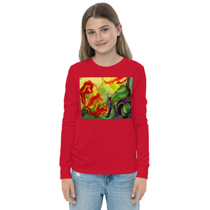 Premium Soft Long Sleeve - Red Flower Watercolor #1