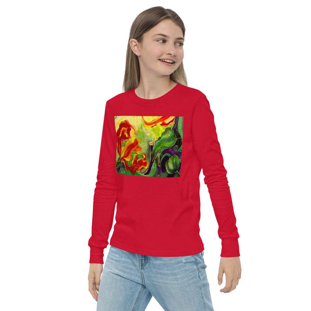 Premium Soft Long Sleeve - Red Flower Watercolor #1